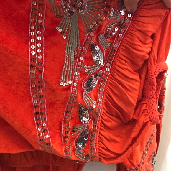 NEW Free people hearts a flame top in orange small - Picture 7 of 8